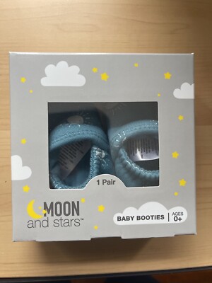 Baby Booties Color Blue with Print 1 Pair Ages 0+