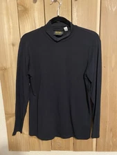 Bob Mackie Black High Neck long Sleeve Top Size S NWOT