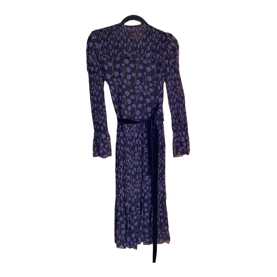 Diane Von Furstenberg Womens Dress Size 2 Ani Floral Print Smocked Silk Wrap Foto 4 de 4