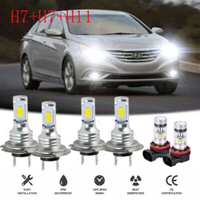 For Hyundai Sonata 2011-2014 6X Combo LED Headlight Hi/Lo Bulbs + Fog Lamp 6000K