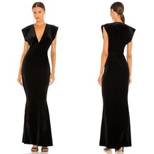 Norma Kamali V Neck Rectangle Velvet in Black XS