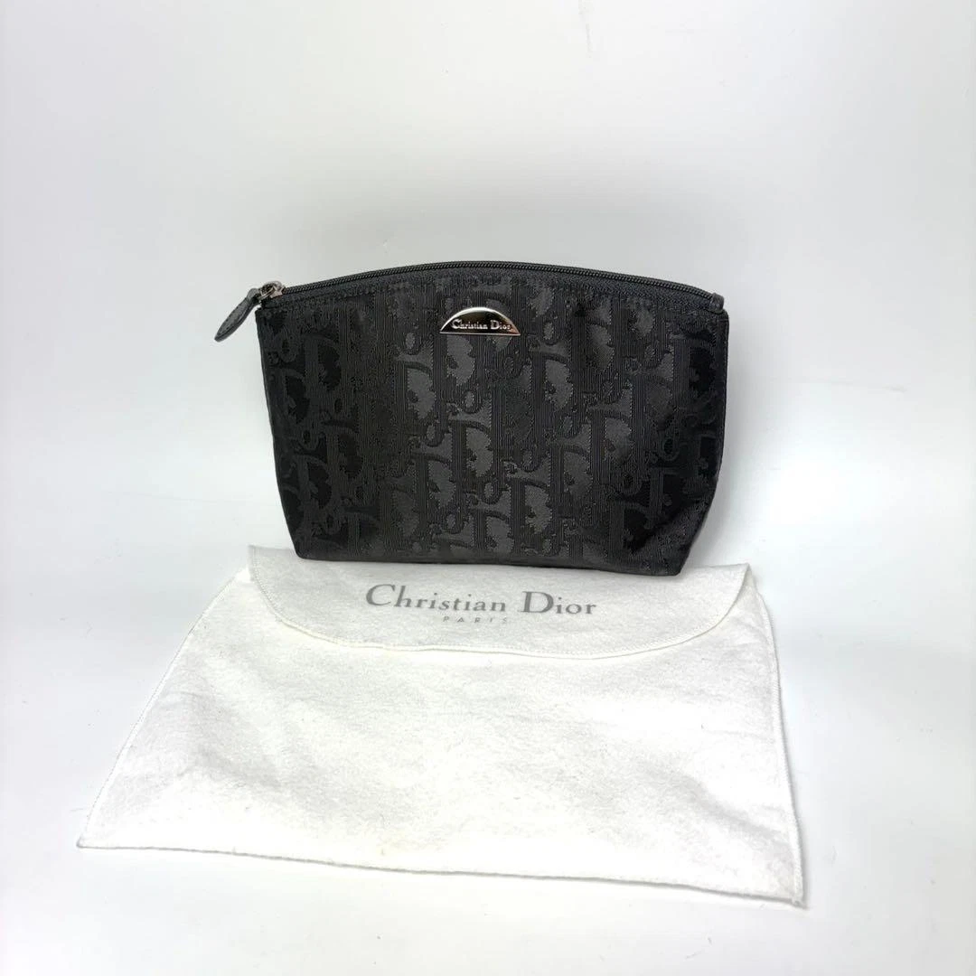 Christian Dior Trotter Sac Cosmétique Pochette Vanity Noir Occasion Authentique
