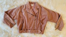 Lost & Wander Women’s Motorcycle Jacket Corduroy Sz Large Mauve Pink