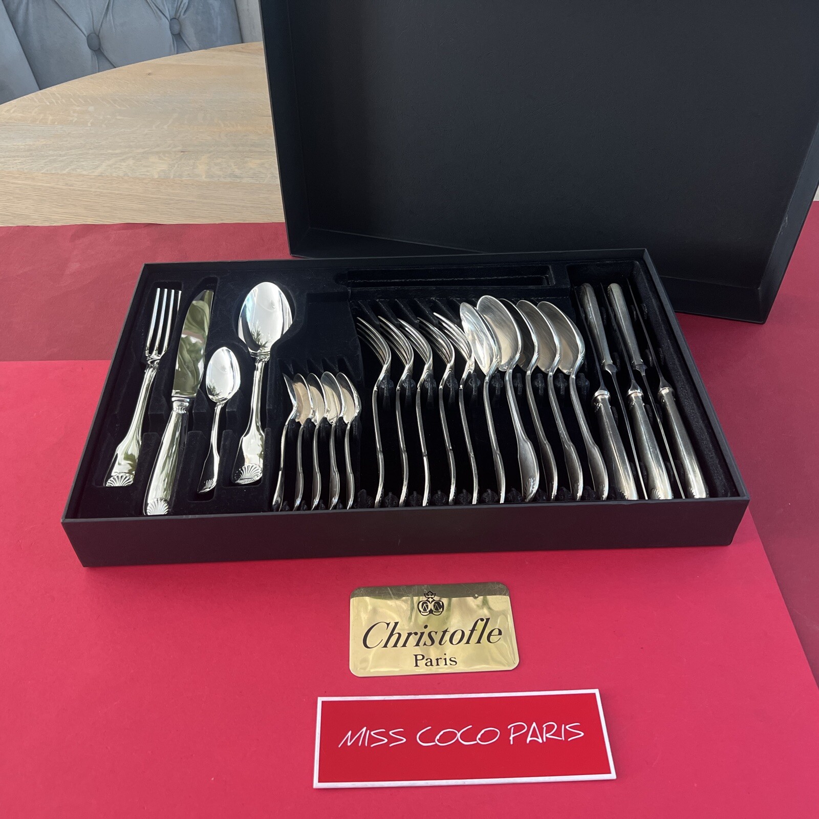 Satz Haushalt 24 P Christofle Vendome Sehr Schönes State Metall Silbern Kabinett