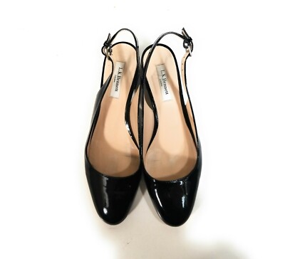 LK Bennett Women Shoes Black Patent Leather Pumps Slingback Sandals Size 39.5