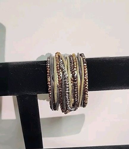 Kenneth Cole Metal Crystal Beaded Cuff Bracelet - Picture 3 of 7