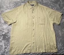 Nat Nast 100 Silk Shirt Men L Green American Fit Embroidered Bowling Soprano