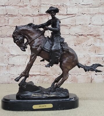 PEACE Frederic Remington Bronze Desktop Statue Sculpture Western Cowboy 10'' x 10