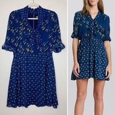 Alice + Olivia Silk Blend Neka Printed Tie-Neck Dress