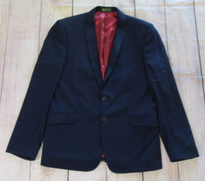 Cooper Nelson Solid Blue Red Lining Mens Suit Blazer Jacket