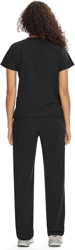 Scrubs for Women Set Medical Uniform - V-Neck Top & Straight Leg Pants with 9 Po - Picture 2 of 12