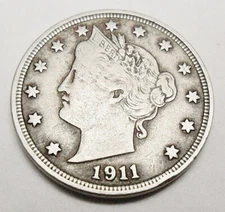 1911 P LIBERTY HEAD "V" NICKEL AVE CIRCULATED **FREE SHIPPING**