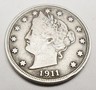 1911 P LIBERTY HEAD "V" NICKEL AVE CIRCULATED **FREE SHIPPING** Philadelphia Liberty