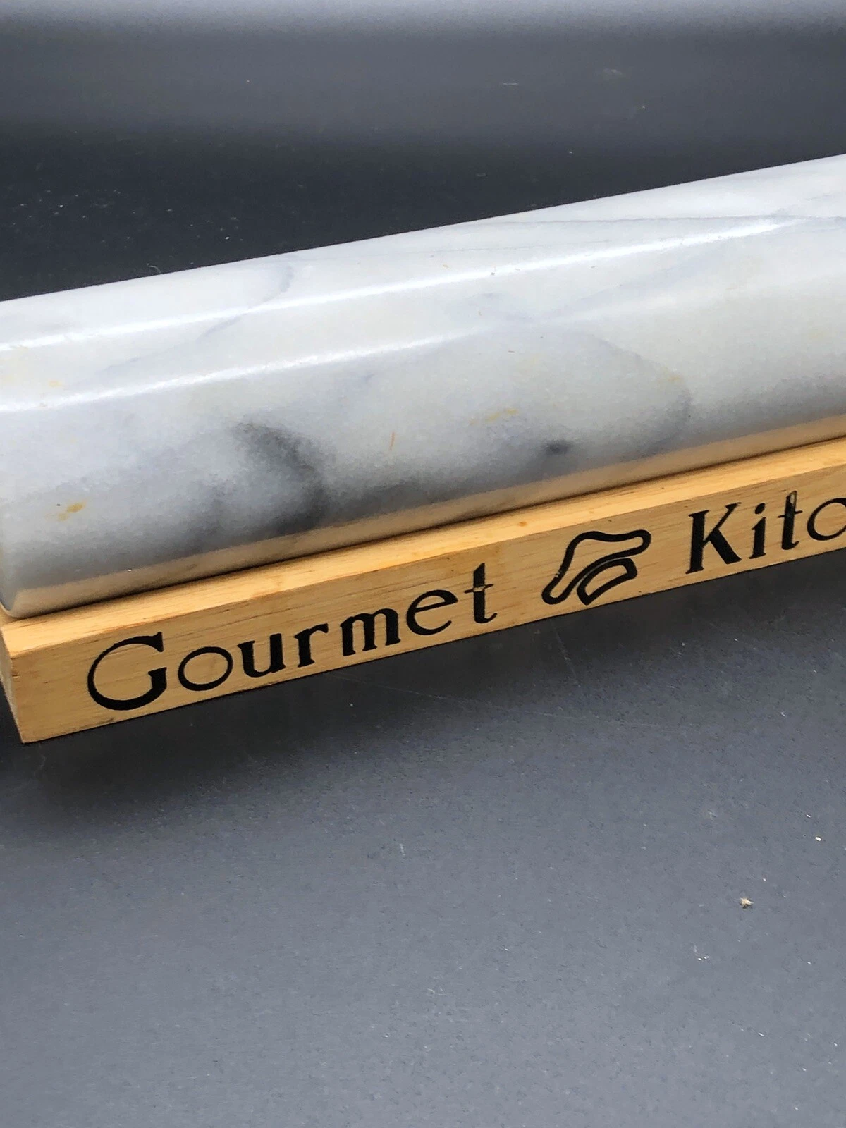 Vintage Marble Gourmet Rolling Pin With Wooden Cradle for Baking Cooking