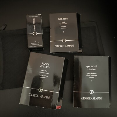 5 Piece Giorgio Armani Set- Bag + 2 Mascaras +Eye Film + Milk Foundation New