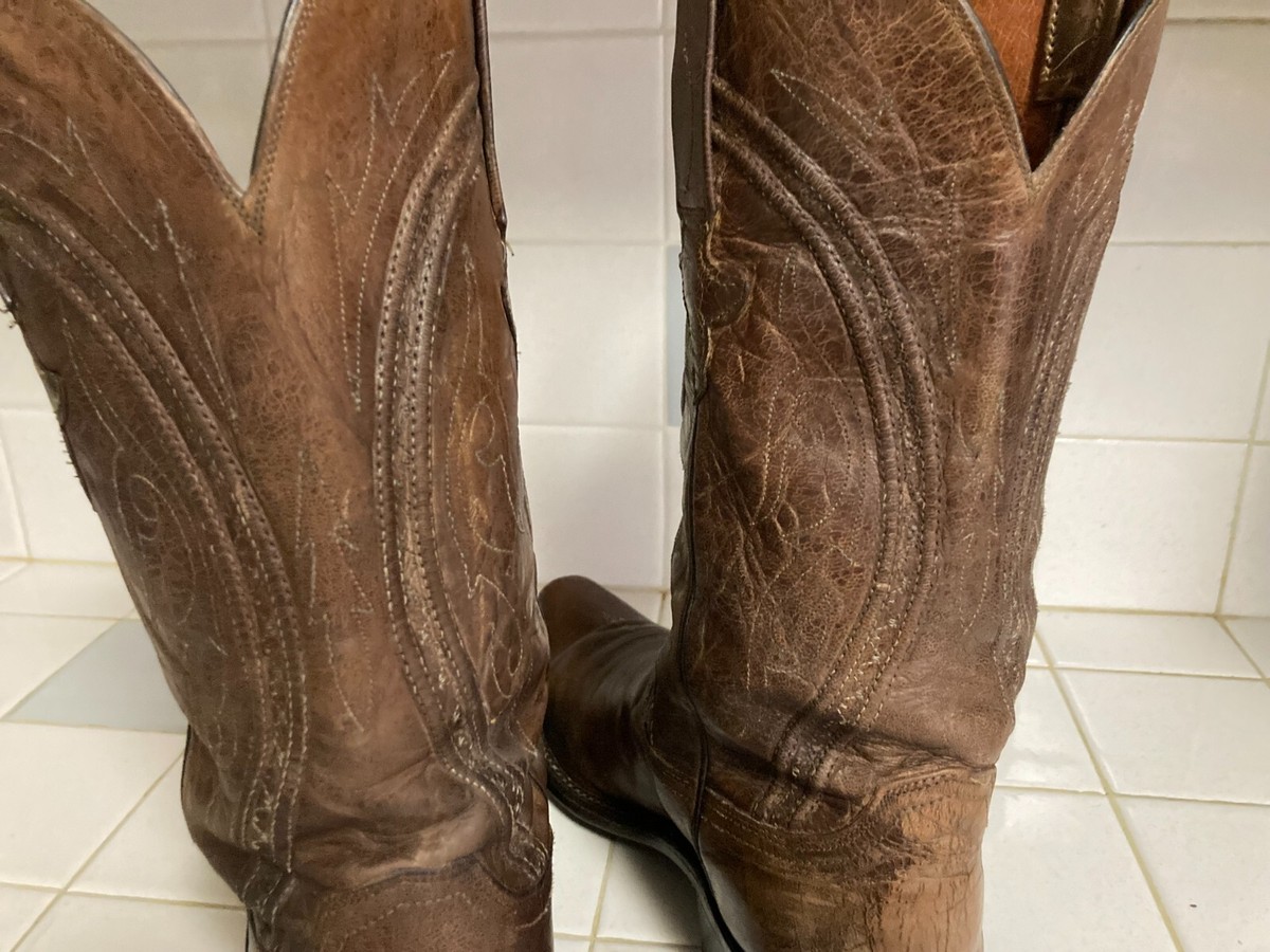 Lucchese Brown Smooth Leather Square Toe Cowboy Western  display picture 1