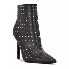 Nine West Black Studded Farrah Dress Pointy Toe Booties Size 7