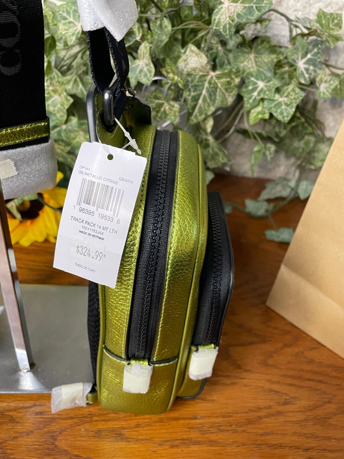 ZAINO COACH CITRINO PELLE TRACK PACK 14 CP141 NUOVO CON ETICHETTE BORSA UNA CINGHIA