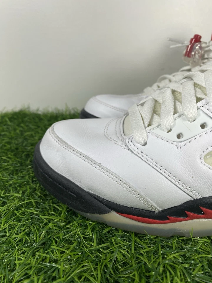 Nike Air Jordan 5 Retro GS Niños Rojo Fuego Talla 6Y Blanco Rojo Cuero 440888-102 Foto 3 de 4