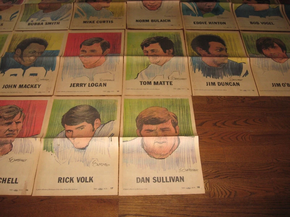 18 1971 BALTIMORE COLTS POSTERS NFL FOOTBALL LEGENDS BALTIMORE SUN HISTORIC RARE - Image 4 of 4