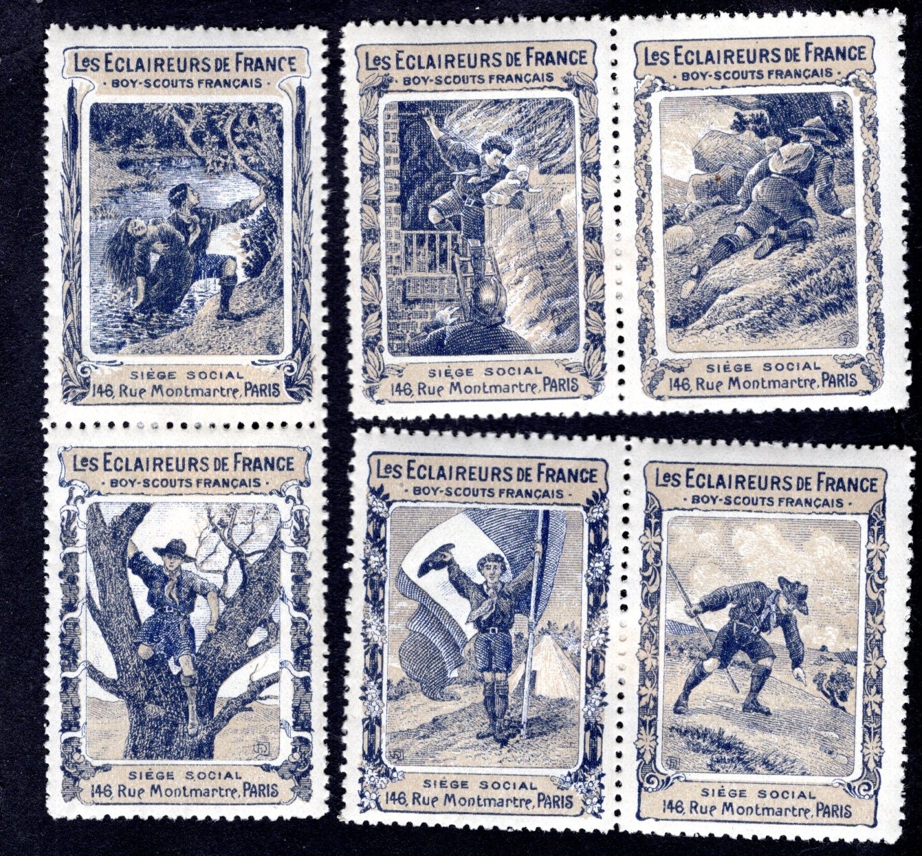 Cinderellas Poster Stamp - WWI French Scouting - 35x50mm (6)