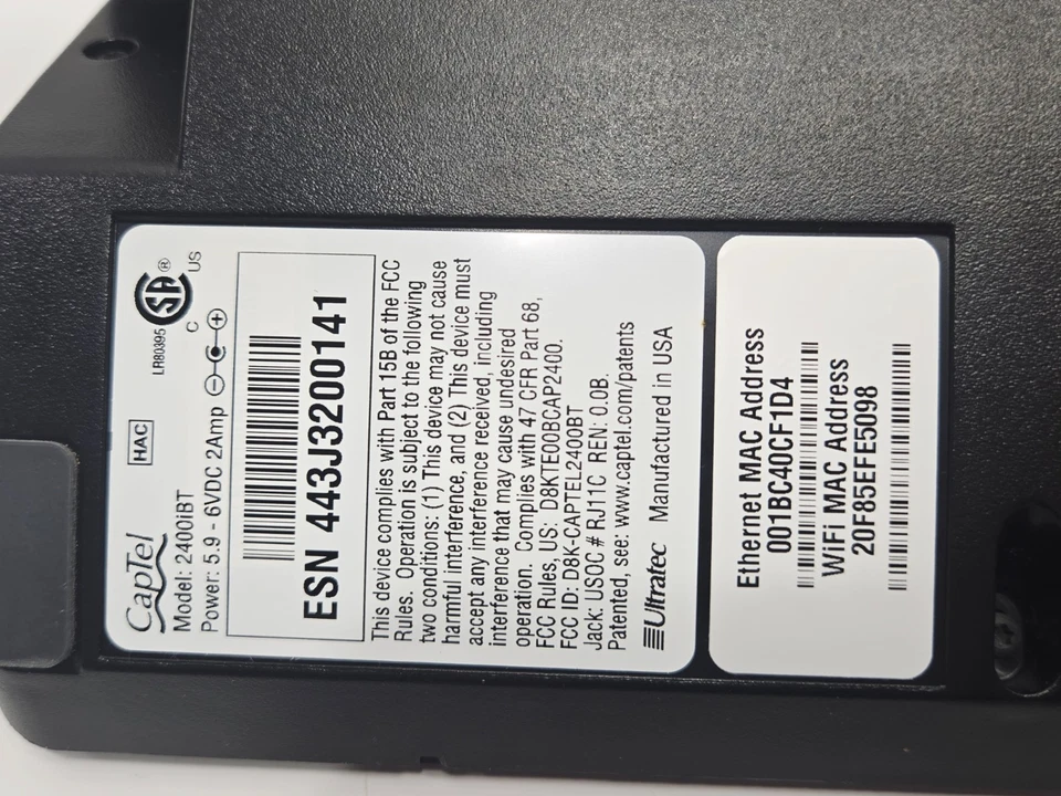 CapTel 2400iBT Captioned Hearing Impaired Touch Screen Telephone Bluetooth - Image 4 of 4