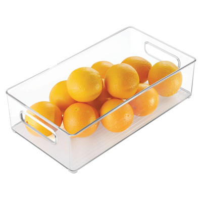 Clear Plastic Storage Bin with Handles for Pantry Refrigerator Organization 8...