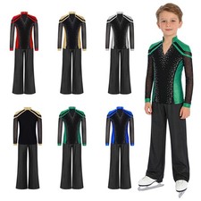 Kids Boys Dancewear Playing Outfits Rhythmic Costume Outdoors V-Neck Sport Wear
