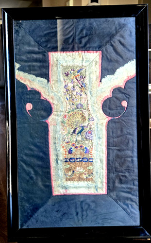 Antique Asian Style Waist Coat Embroidery Panel Peacock Motif