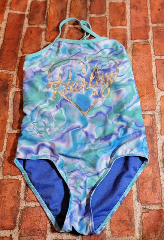 Hurley Girls One Piece Swimsuit Sz 7/8 7 8 Guc