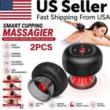 2PC Electric Heating Cupping Therapy Set Gua Sha Anti Cellulite Therapy Massager