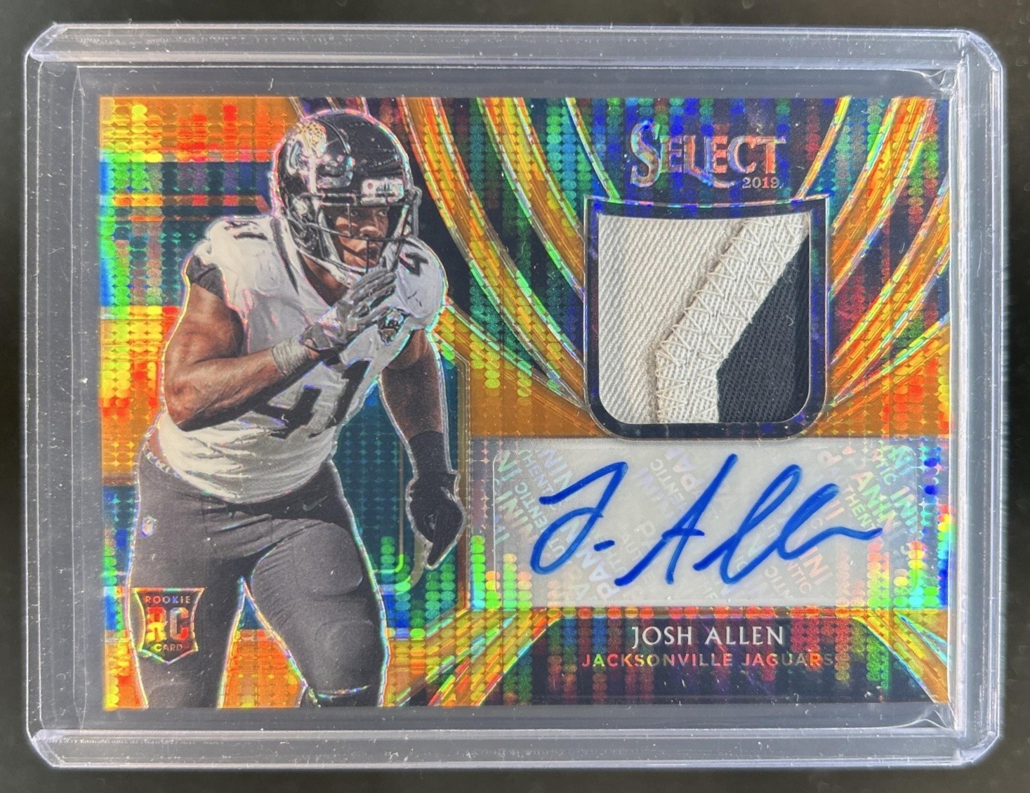 Josh Allen Panini Select Rookie Signature Memorabilia Prizm #RMJA Orange Pulsar