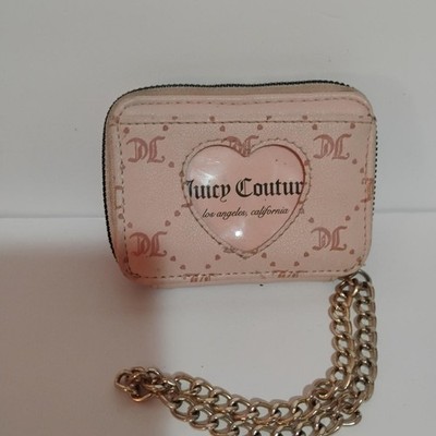 New Juicy Couture Women's Pink Wallet Trifold Logo Design With Gold Detail Read