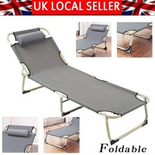 Folding Sunlounger w/ Pillow Outdoor Deck Chair Garden Beach Patio Pool Lounger