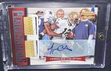 2011 GRIDIRON GEAR MARQUES COLSTON DUAL LOGO GAME USED PATCH AUTO #10/10 1/1