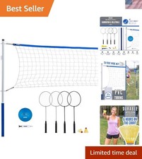 Complete 20ft Volleyball Badminton Set - Portable Fun for Beach Backyard