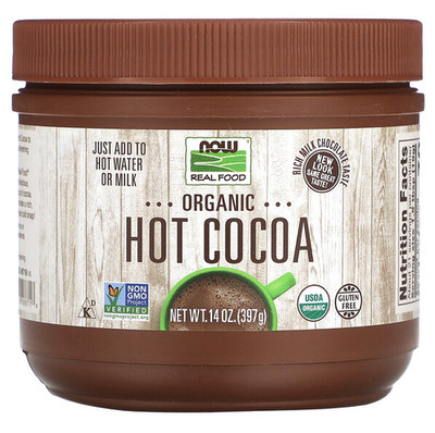 NOW Foods Organic Hot Cocoa 14 oz Beverage New Sealed Exp 09/2026