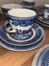 Vintage Arklow Pottery Tea Set Blue & White 20 Piece Set Cups Saucers Plates Jug