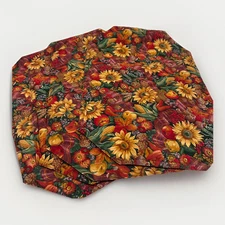 Placemats Set of 4 - Sunflower Harvest Vegies Fruit Fall Design Print Reversible