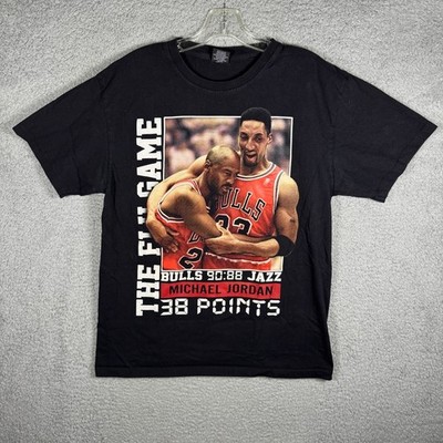 Vintage Rock Yeah Michael Jordan Flu Game Shirt Large Black Chicago Bulls 38 Pts
