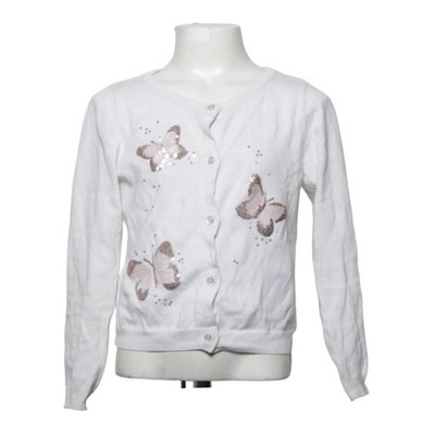 H&M, Strickjacke, Mädchen, Größe: 110/116, Weiß/Pink, Baumwolle, Sonstiges #AaA