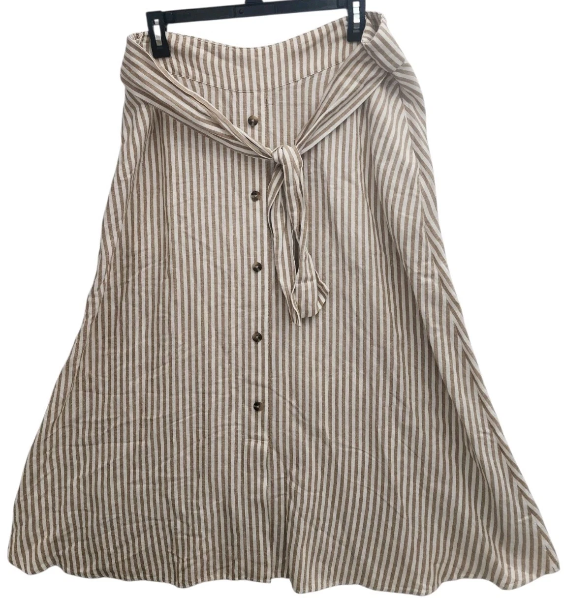 Ann Taylor Factory Women Size 12 Midi Strip Linen Viscose