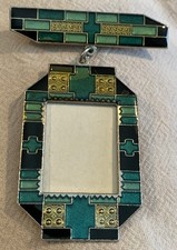 VTG LMC Art Deco Enameled Hanging Picture Frame Brooch Dangle Pin