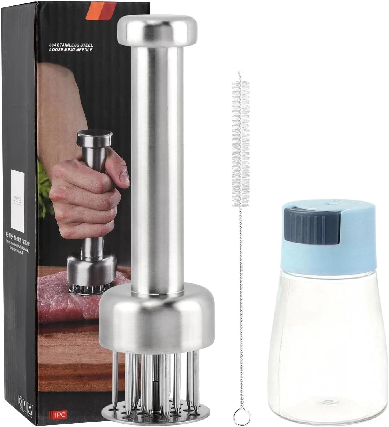 Meat Tenderizer Tool, 304 Stainless Steel Meat Mallet with 21 Ultra-Sharp