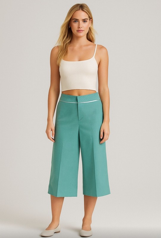 New Georges Marciano Palazzo Pants Teal blue & Silver  Wide Leg Vintage NWT