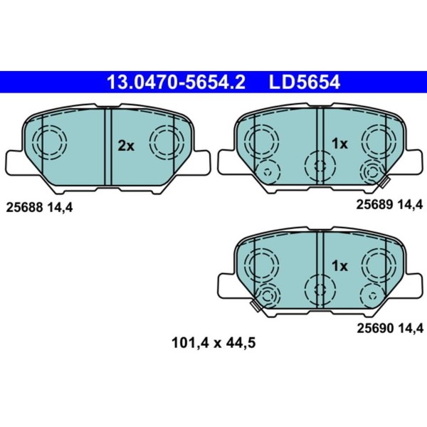 ATE 13.0470-5654.2 Bremsbelagsatz, Scheibenbremse Bremsbelag Bremsen-image