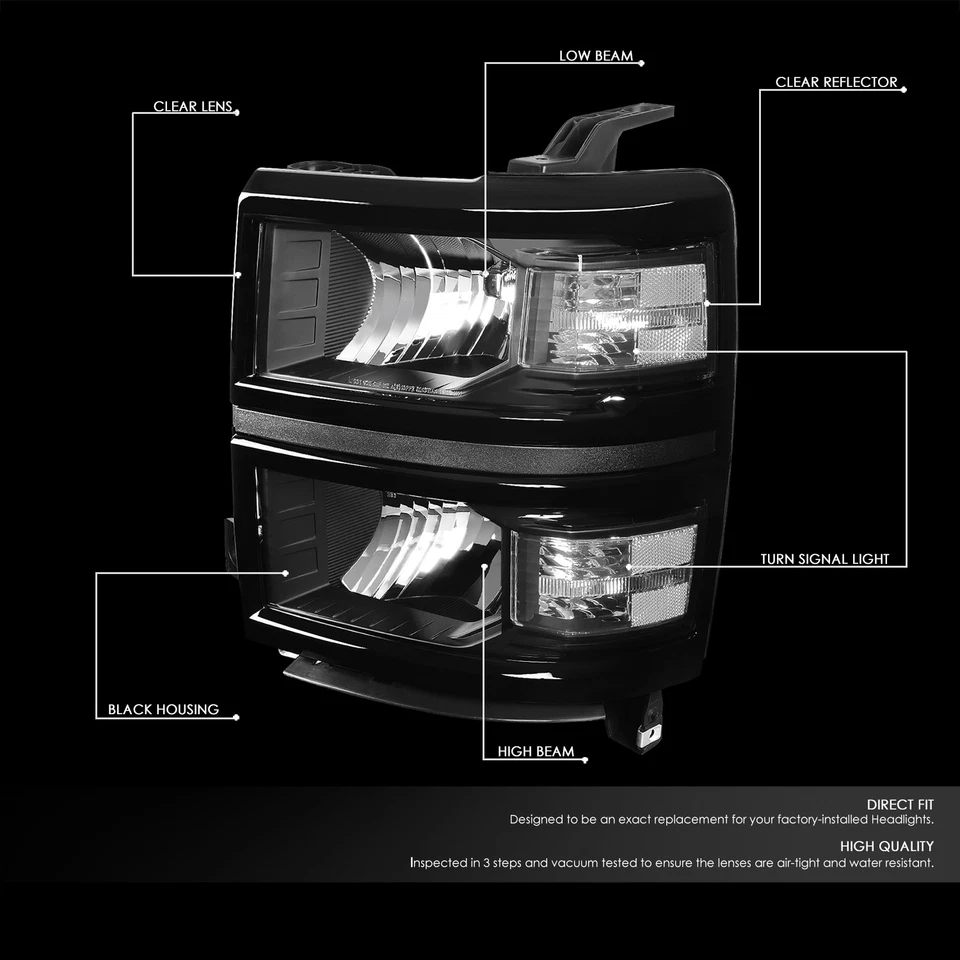 PARA CHEVY SILVERADO 1500 2014-2015 FAROS LED NEGROS TRANSPARENTES + FAROS ANTINIEBLA TRANSPARENTES Foto 3 de 4