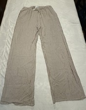 Sienna Sky Tan Brown Wide Leg, Elastic Waist, Boho Pants, Peasant, Size L