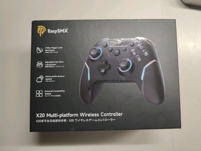 EasySMX X20 Wireless Gaming Controller RGB Backlit Hall Effect Stick, Black 