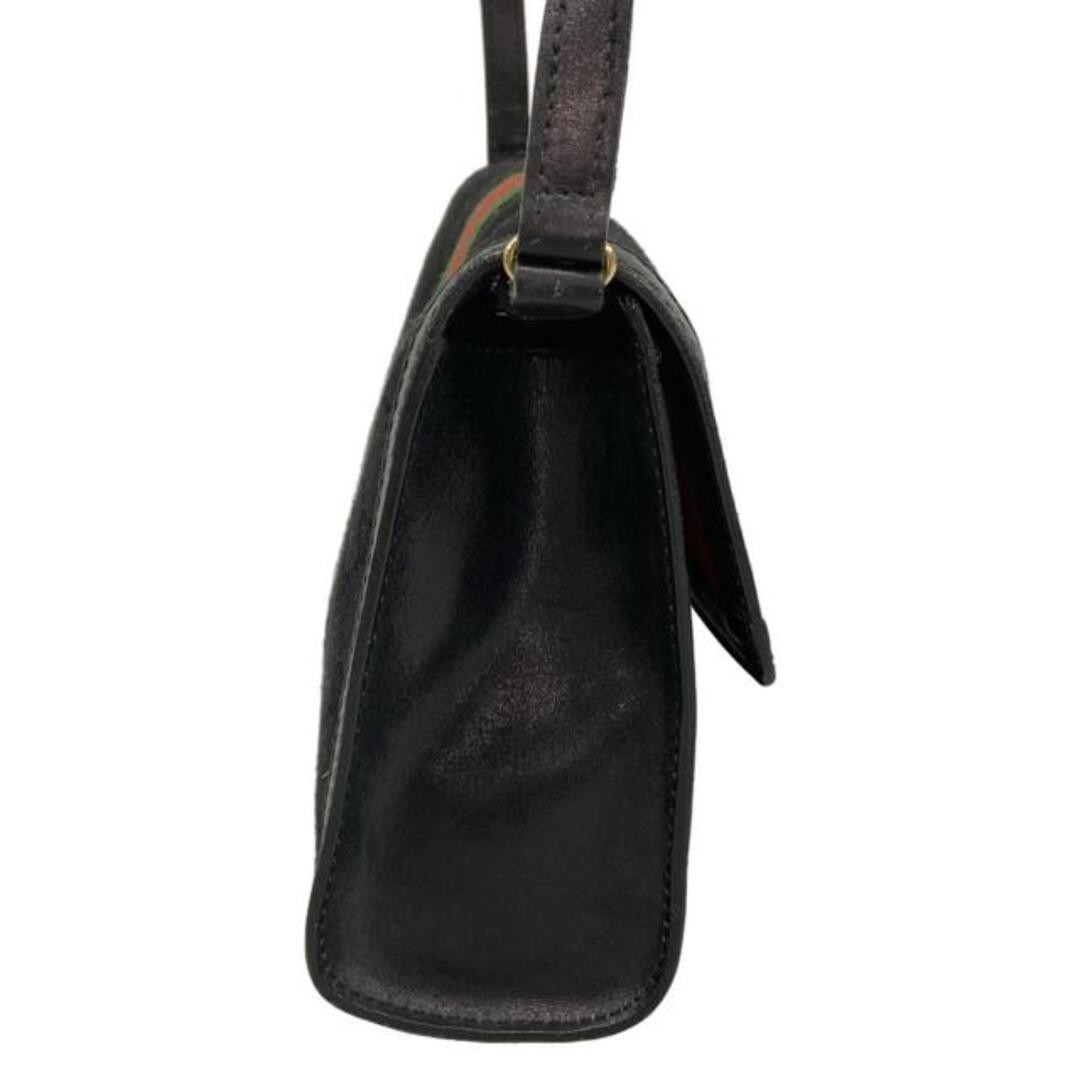 GUCCI Sherry Line Shoulder Bag Black Red Green Leather Used thumbnail 3